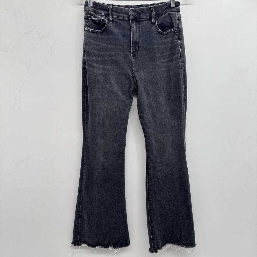 American Eagle Curvy Super High-Rise Flare Jeans Sz 8 Short Faded Black 29" Insm